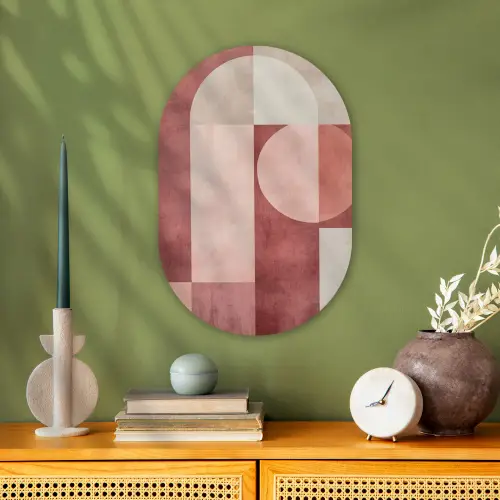 Figuren - Abstract - Roze Wandcirkel Ovaal Forex klein -sfeer2