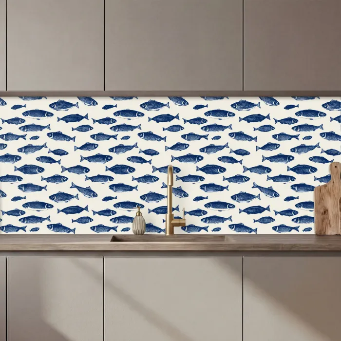 Vissen - Patroon - Blauw - Wit keuken achterwand 2 middel 871 zz_3dshopping