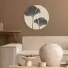 Bladeren - Minimalistisch - Zwart Akoestische PET Vilt - Rond klein -sfeer1