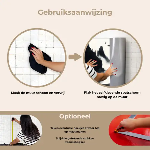 Roeiboot - Mistig - Bergen - Vogels keuken achterwand spatscherm klein -gebruiksaanwijzing_NL