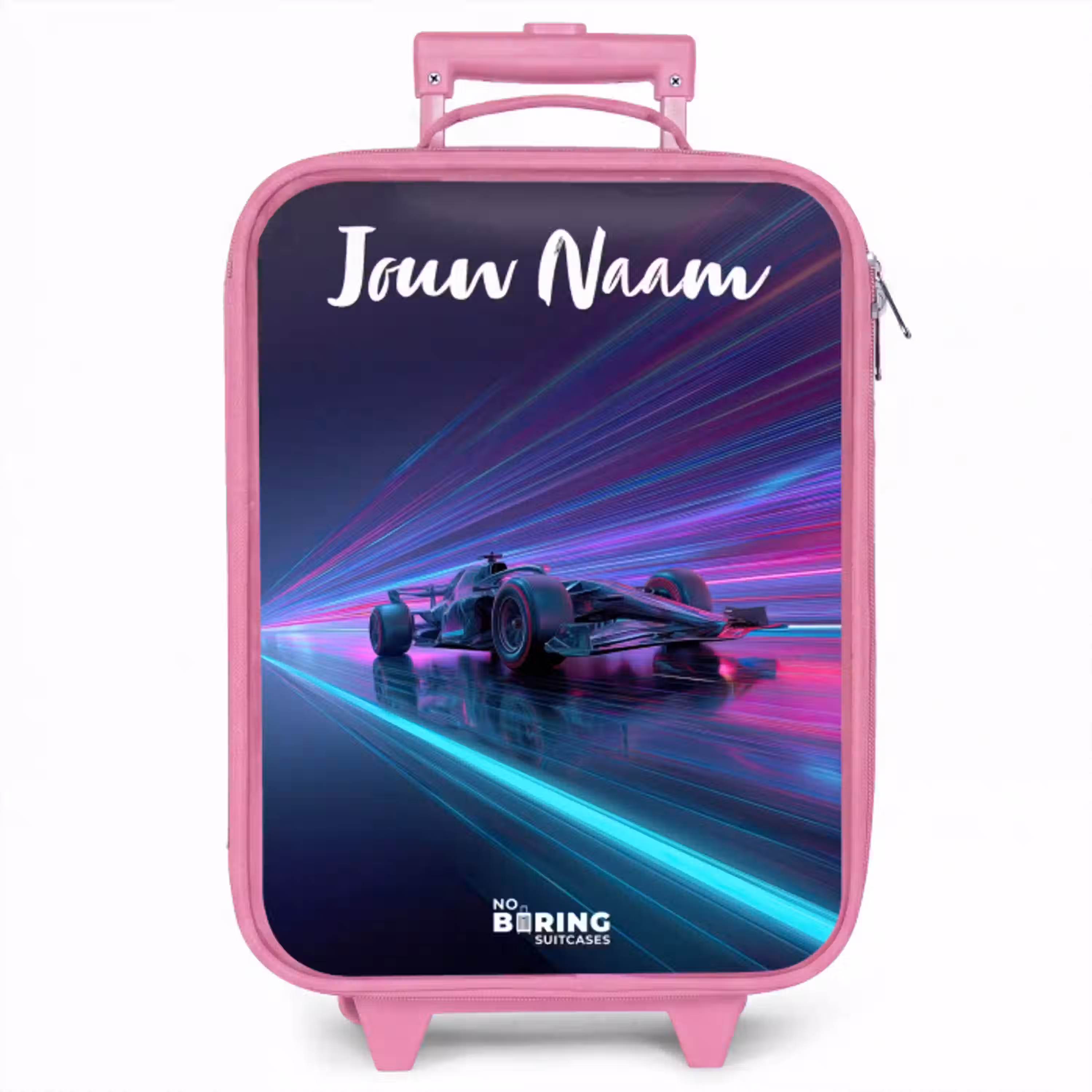 Lichtstralen - Neon - Racewagen - Paars Kinderkoffer - Roze klein -zzz_website3d