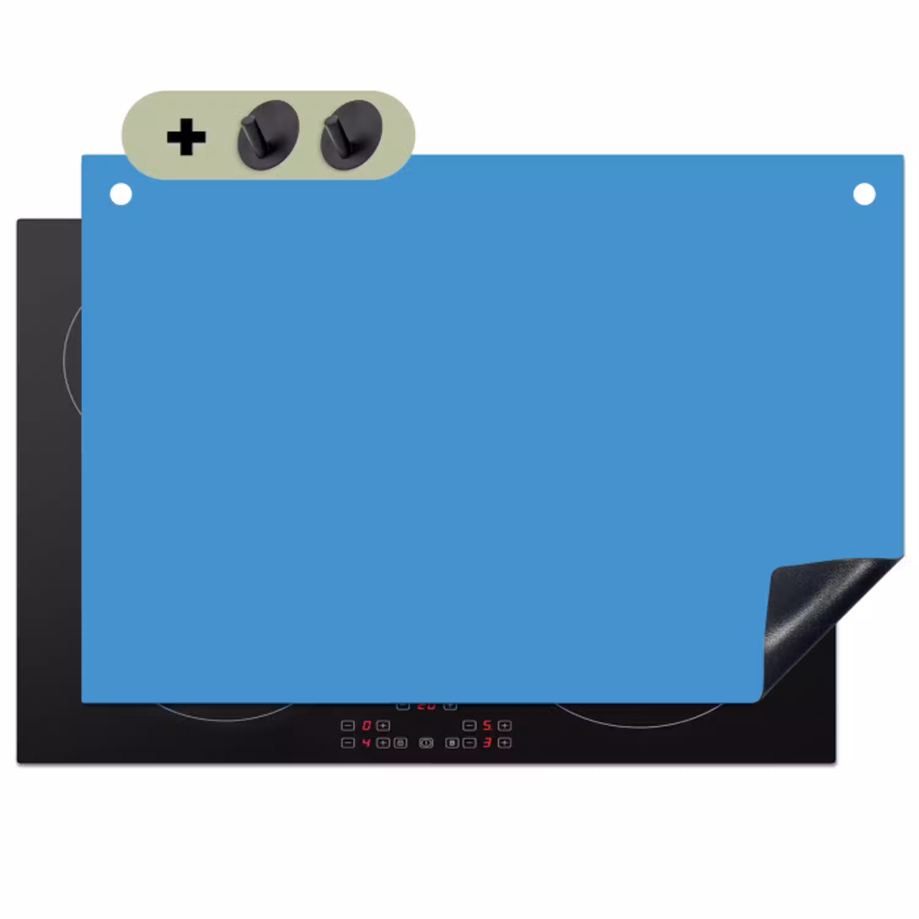 Steel - Blue - Blauw Inductie beschemer met haakjes klein 777 -3d