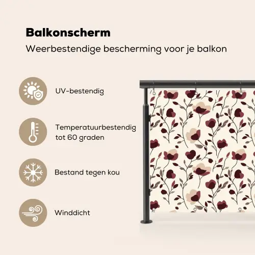 Bloemen - Botanisch - Bordeaux Balkonbeschermer Duitsland klein 596 -specs_NL