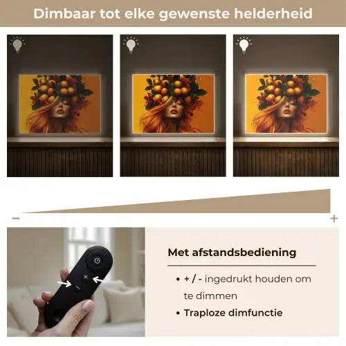 Vrouw - Citroenen - Bloesem - Geel Light Box met batterij (Wandlamp) middel -USP_dimbaarNL