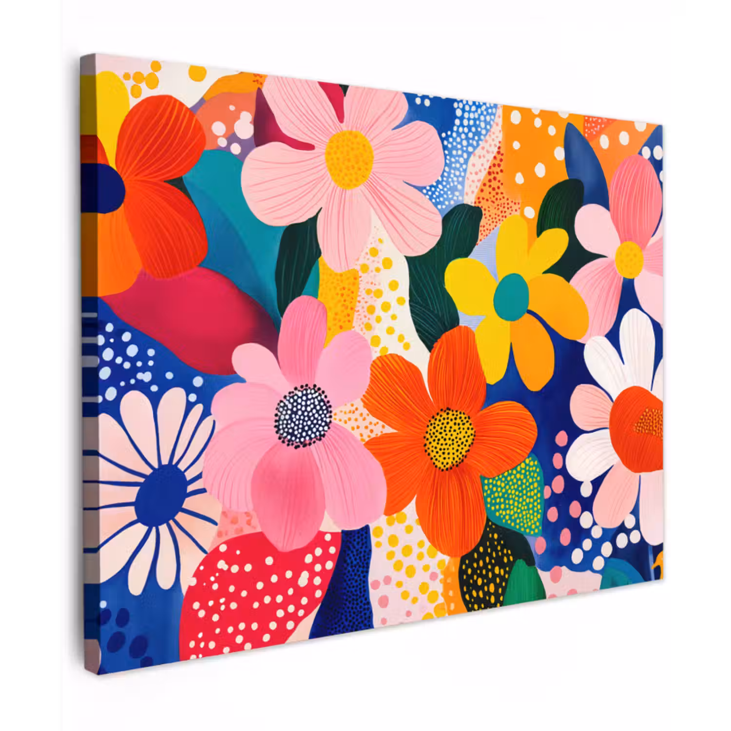 Canvas schilderij - Bloemen - Kleurrijk - Stippen