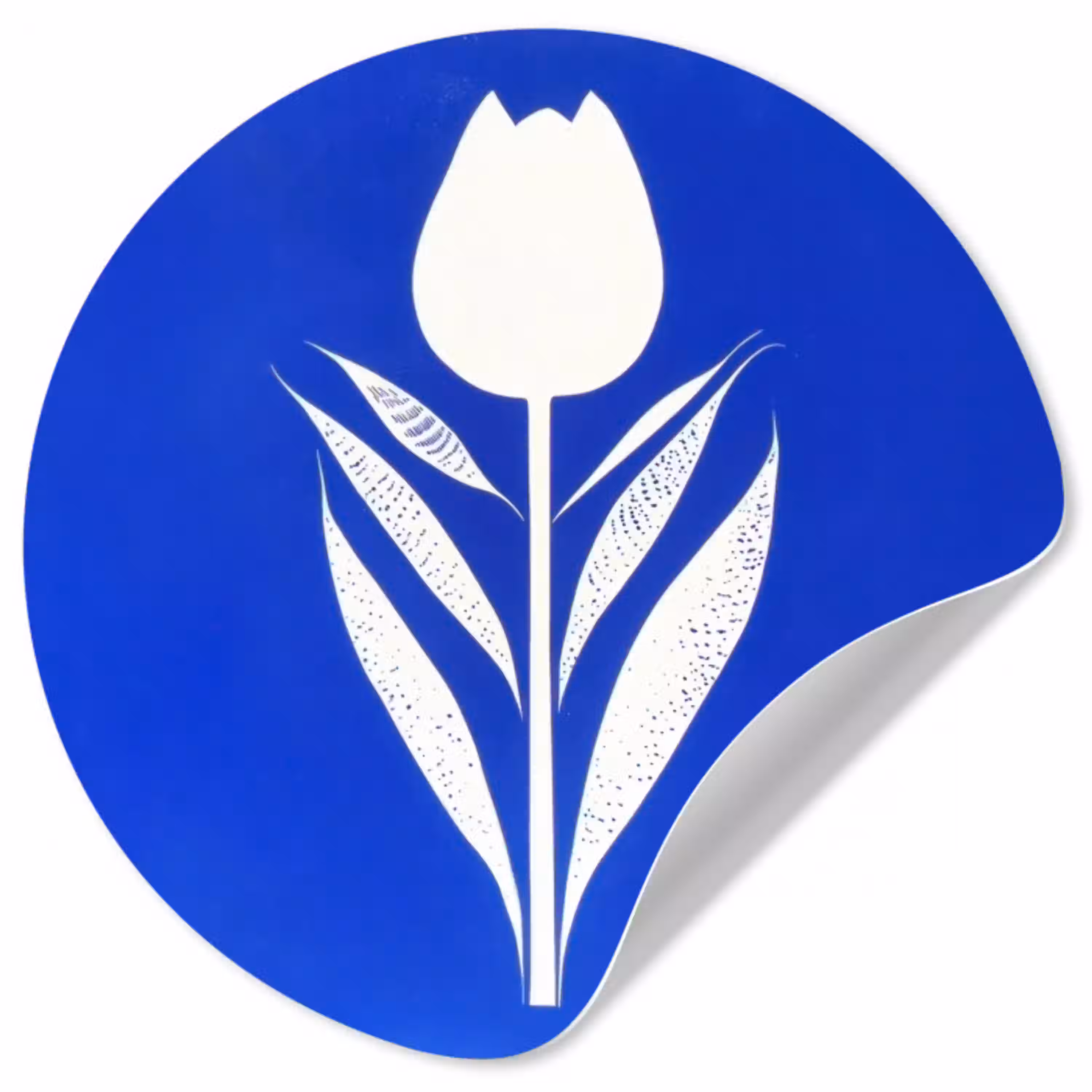Tulp - Minimalistisch - Bladeren - Wit Wandcirkel behangsticker klein -3d