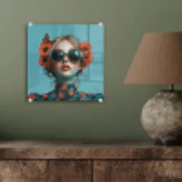 Vrouw - Blauw - Vlinder - Bloemen - Aesthetic plexiglas 5mm klein -sfeer3