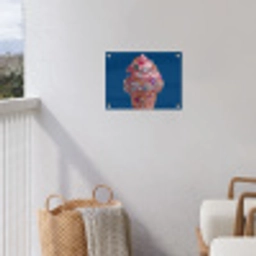 Ijsje - Hoorntje - Steentjes - Blauw tuinposter los doek klein -sfeer8