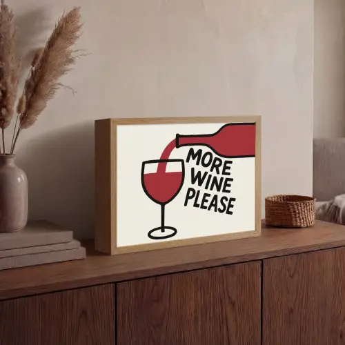 Wijnfles - Quote - Rood - Glas Light Box met batterij (Wandlamp) middel -sfeer2