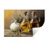Stilleven - Olijfolie - Knoflook - Kruiden Muursticker klein -3d