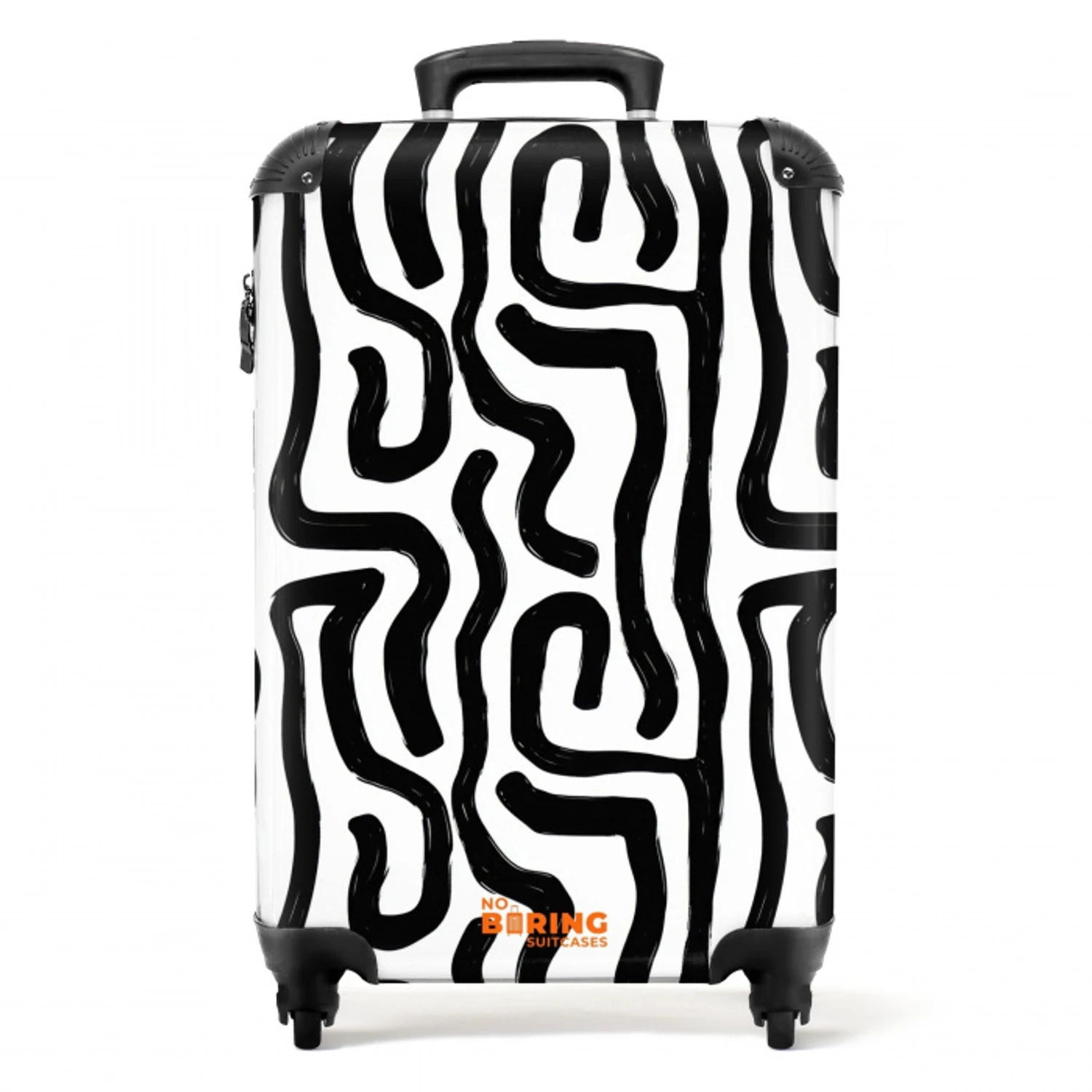 Modern - Lijnen - Zwart NBS - Handbagage koffer - Volwassenen Unisex middel -productfoto_recht