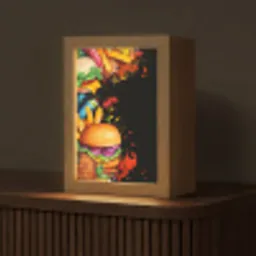 Fastfood - Graffiti - Hamburger - Eten - Modern Light Box met kabel (Tafellamp) klein -z3d_website