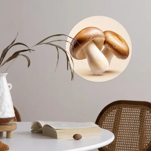 Champignons - Zacht - Beige Wandcirkel behangsticker klein -sfeer3