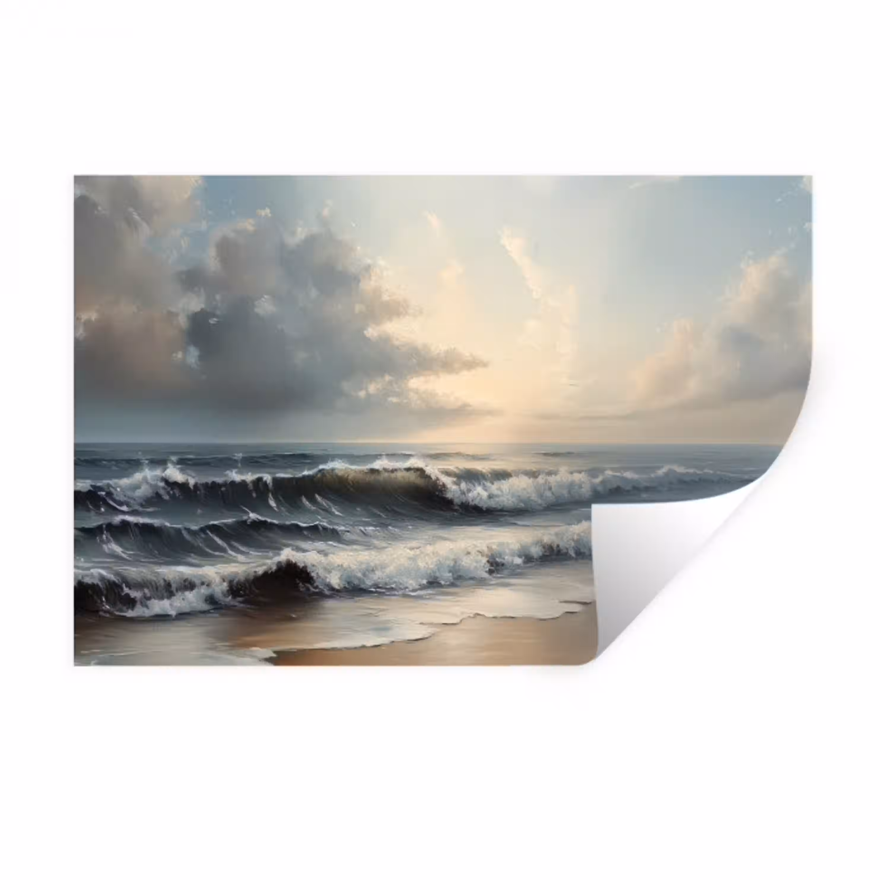 Strand - Zee - Zonsondergang Muursticker klein -3d