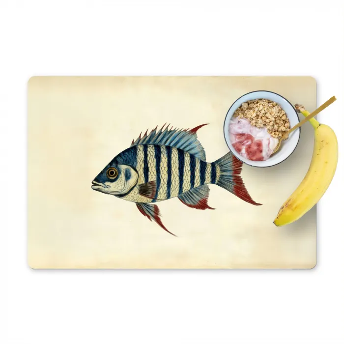 Gestreept - Donkerblauw - Rugvin - Vis Placemat vinyl groot -zzzproduct_Kitchenyeah-website