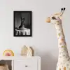 Paard - Bord - Pasta - Tafelkleed - Zwart Wit - Dieren fotolijst zwart zonder passe partout klein -usfeer4_kinderkamer