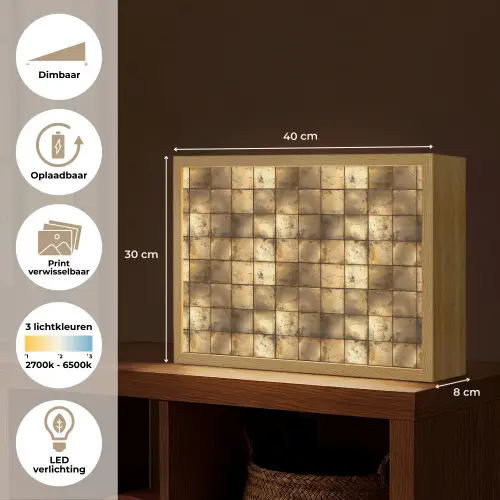 Geometrisch - Tegels - Goud Light Box met batterij (Wandlamp) middel 907 -USP_websiteoverzichtNL