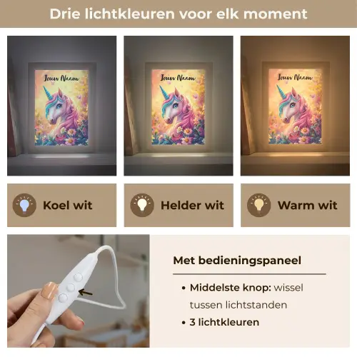 Eenhoorn - Roze - Kleurrijk - Sprookjesbos Light Box met kabel (Kinderlampje) klein -USP_lichtkleurNL