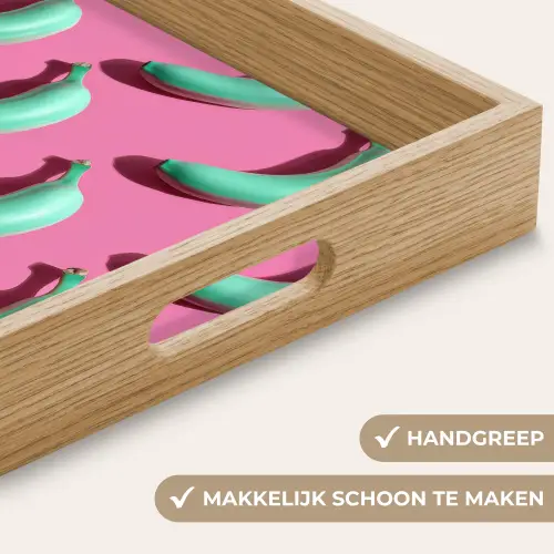 Bananen - Patroon - Blauw - Roze Dienblad Rechthoek middel -USP_HandgreepNL