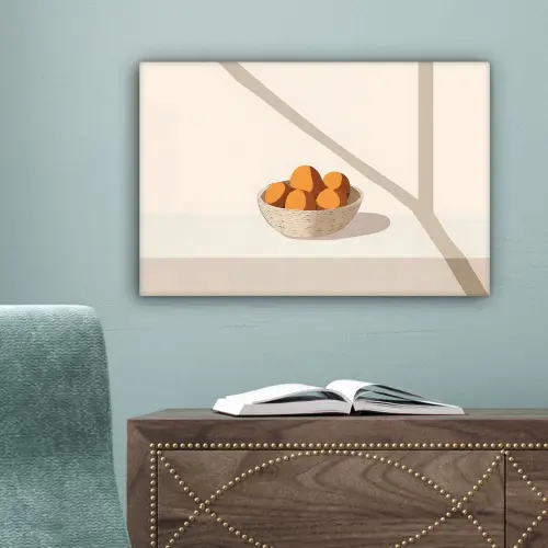 Mand - Fruit - Minimalistisch - Oranje canvas 2cm klein -sfeer4