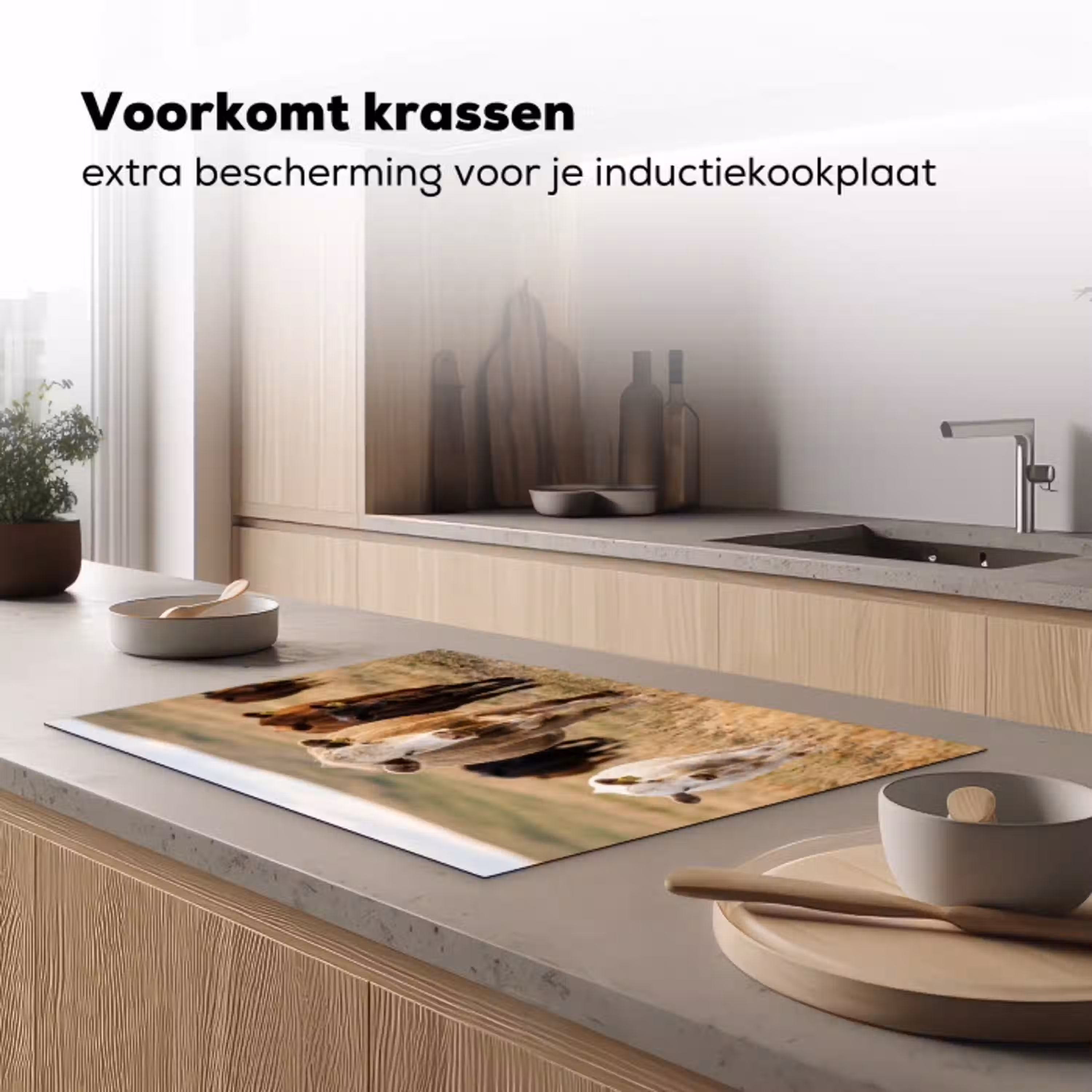 Runderen - Kudde - Landschap - Weide - Rustig Inductie beschermer vinyl 3mm klein -sfeer1