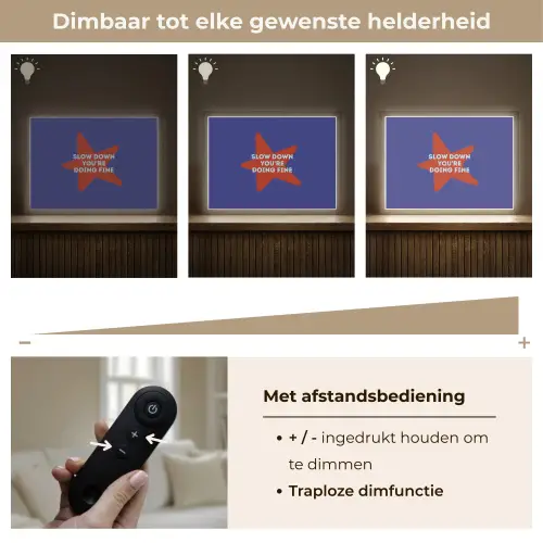 Slow down you're doing fine - Ster - Blauw Light Box met batterij (Wandlamp) middel -USP_dimbaarNL