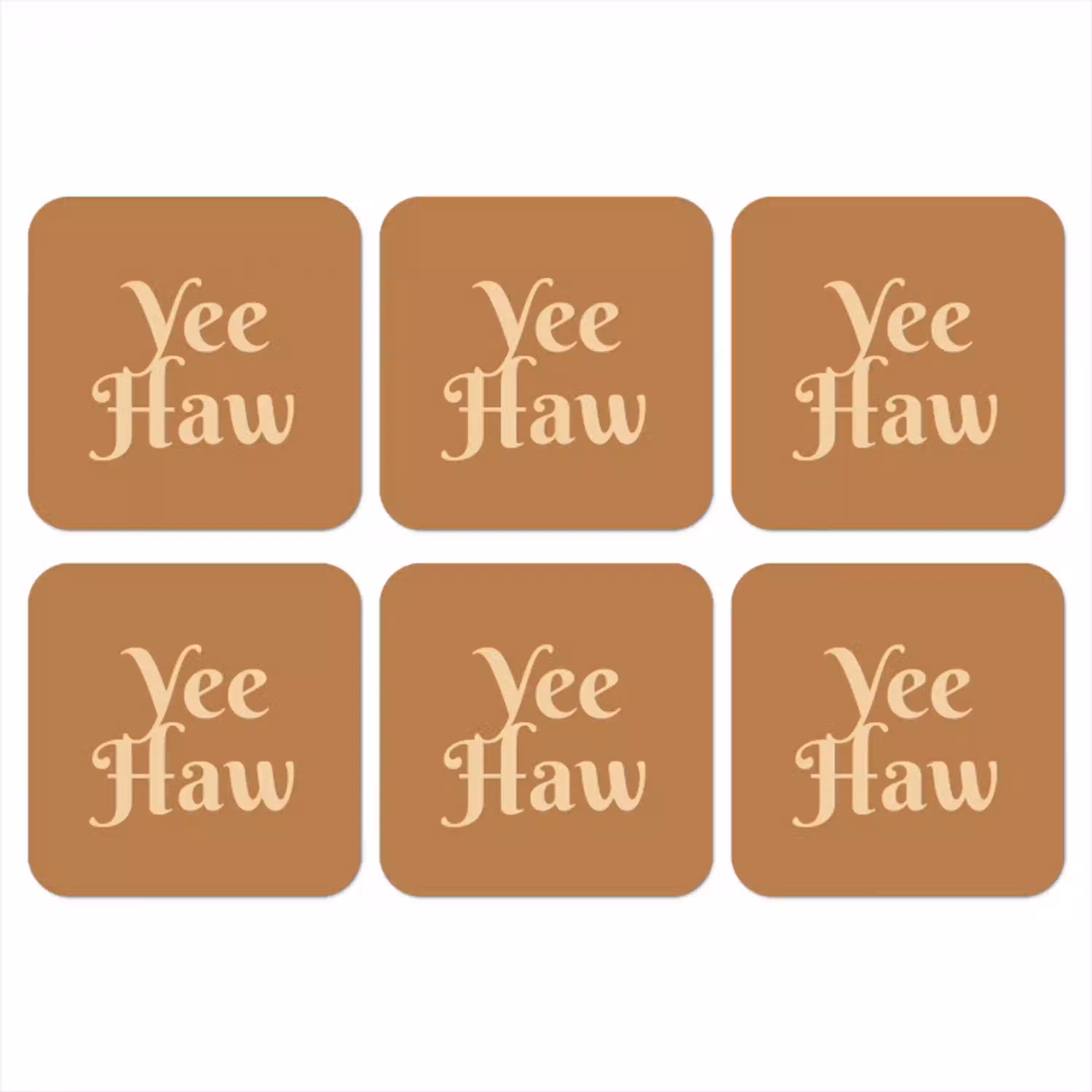 Yee haw - Bruin - Minimalistisch onderzetter kurk middel -3d