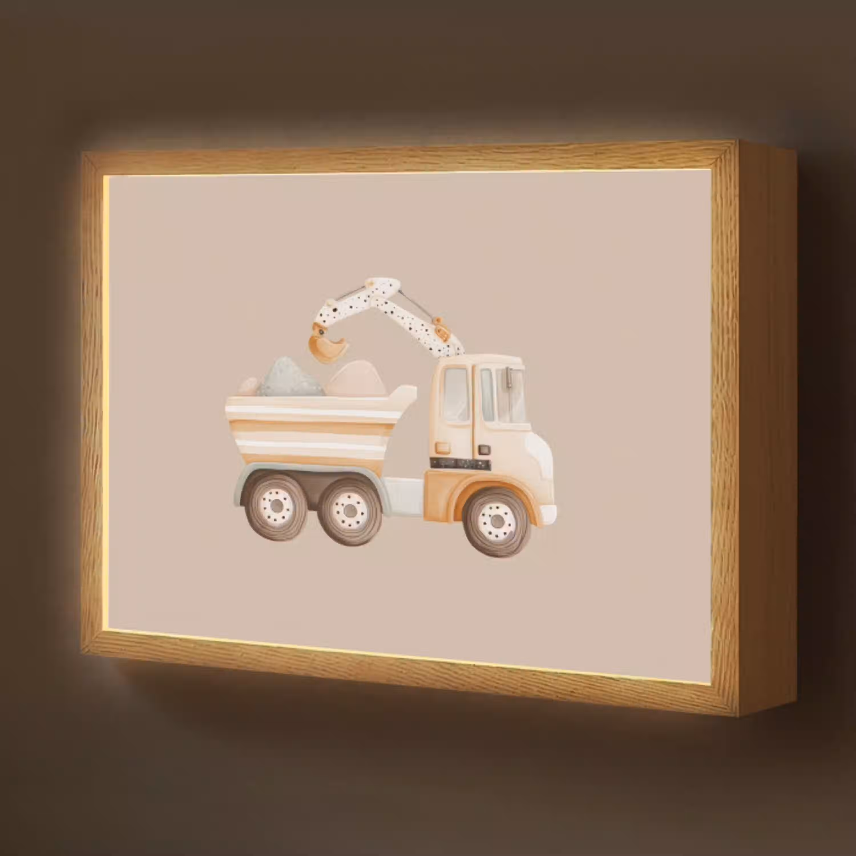 Kiepwagen - Auto - Beige Light Box met batterij (Wandlamp kind) middel -z3d_website