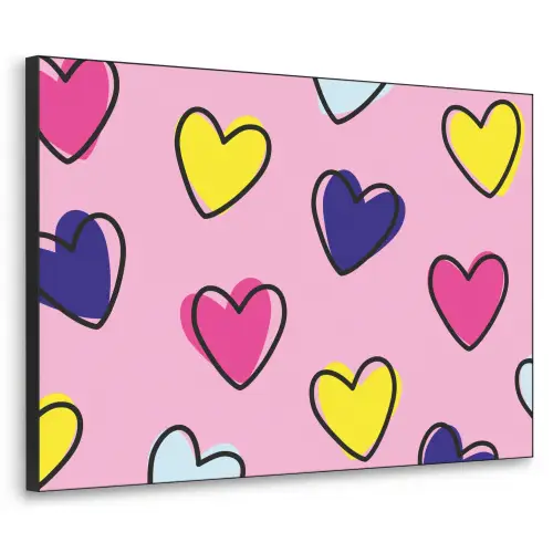 Hartjes - Valentijn - Patroon - Kleurrijk Textielframe zwart klein -3d