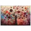 Levensboom - Bloemen - Roze - Hippie - Kunst poster papier klein -3d