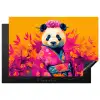 Kimono - Roze - Panda - Bloemenkroon Inductie beschermer vinyl 3mm klein -3d