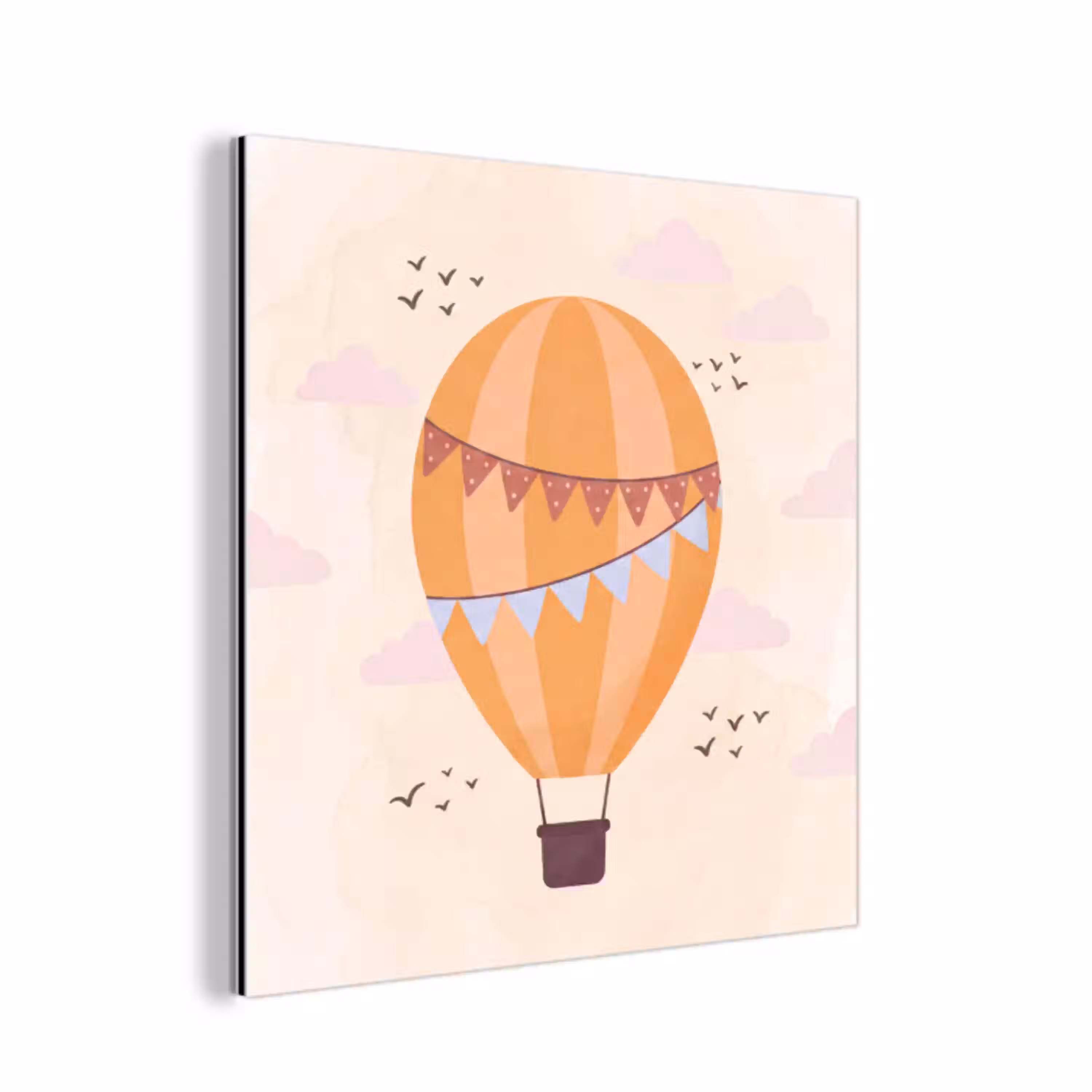 Luchtballon - Slingers - Avontuur - Illustratie - Oranje aluminium wit klein -3d