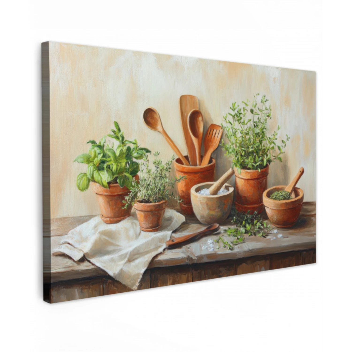 Potten - Kruiden - Hout canvas 2cm klein -z3d