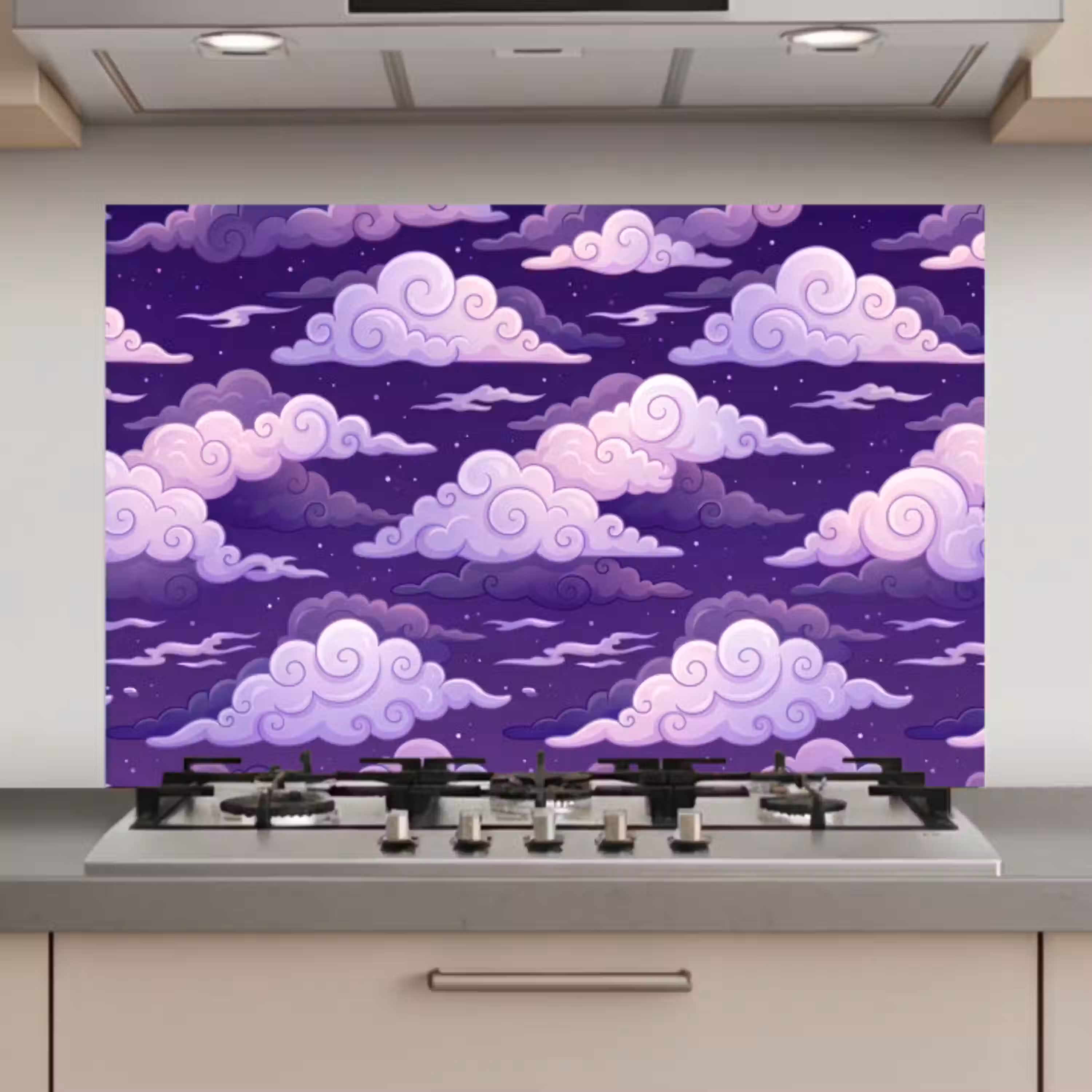 Wolken - Nacht - Natuur - Abstract - Paars keuken achterwand spatscherm klein -3d_website