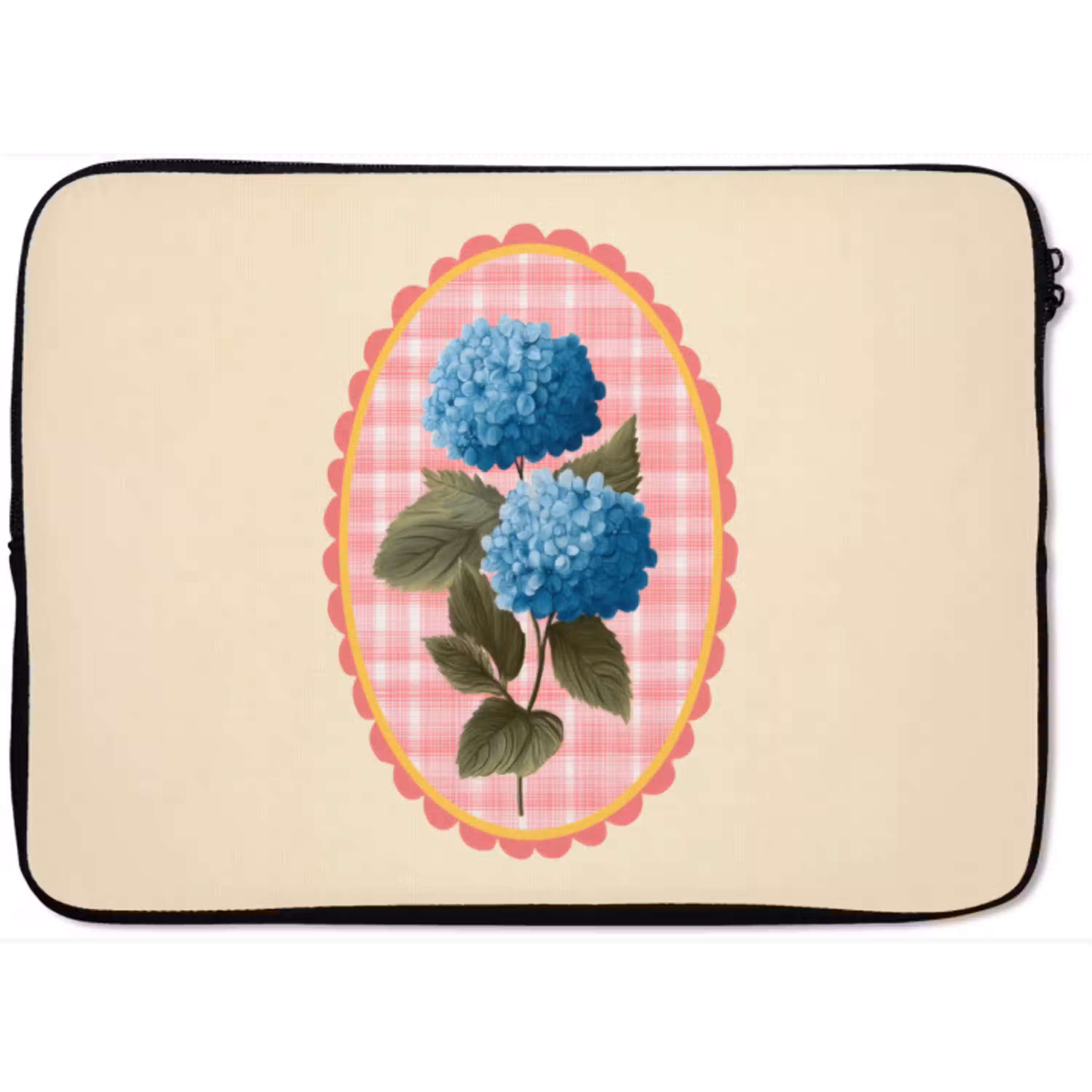 Bloemen - Blauw - Lijst - Bladeren laptophoes neopreen klein -zkaufland3dotto
