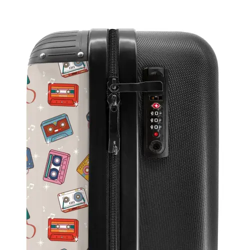 Retro disco cassettes patroon diverse kleuren NBS - Handbagage koffer - Kinderen Unisex middel -slot
