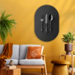Bestek - Zwart Wandcirkel Ovaal Glas middel -sfeer4