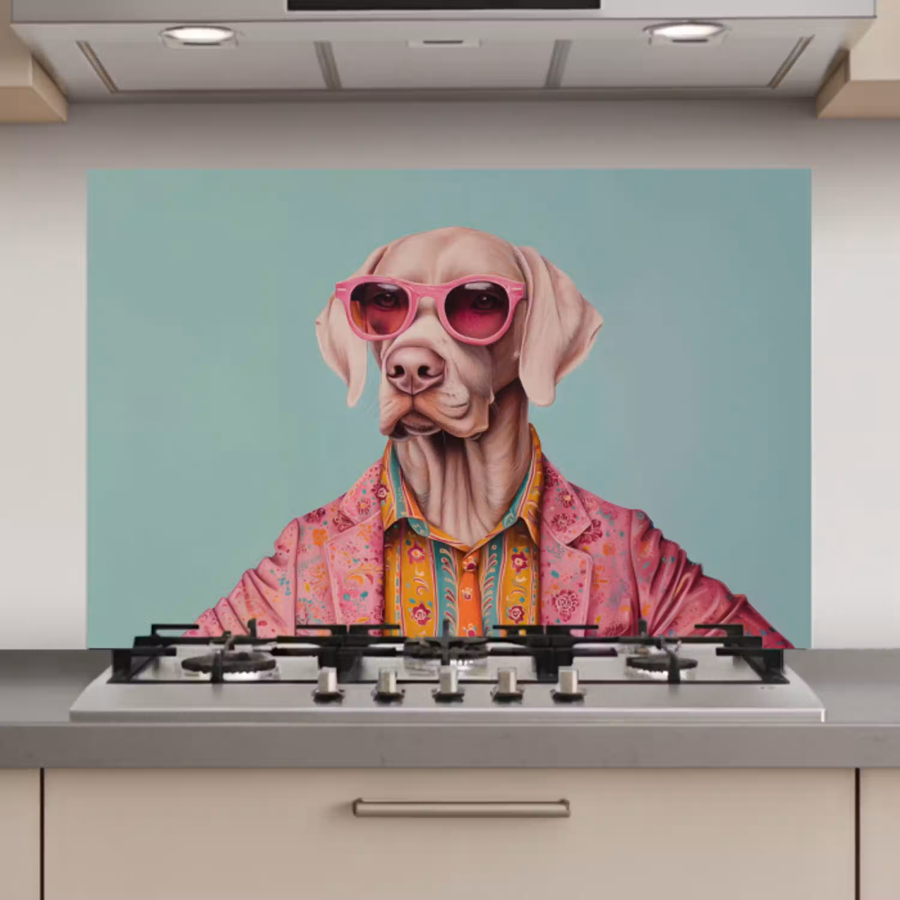 Hond - Overhemd - Bloemen - Bril keuken achterwand spatscherm klein -3d_website