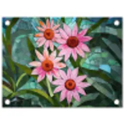 Bloemen - Roze - Glasmozaïek tuinposter los doek klein -3d