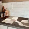Geometrisch - Geweven structuur - Modern Inductie beschermer vinyl 3mm klein -sfeer3