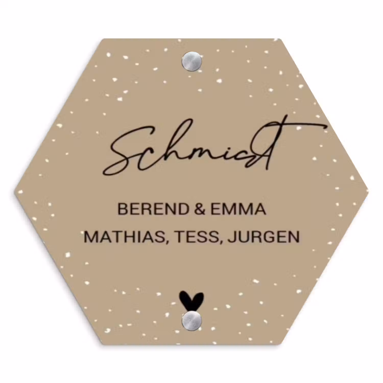 Namensschild Haustür Hexagon - Beige mit Polka Dots - Zierlich
