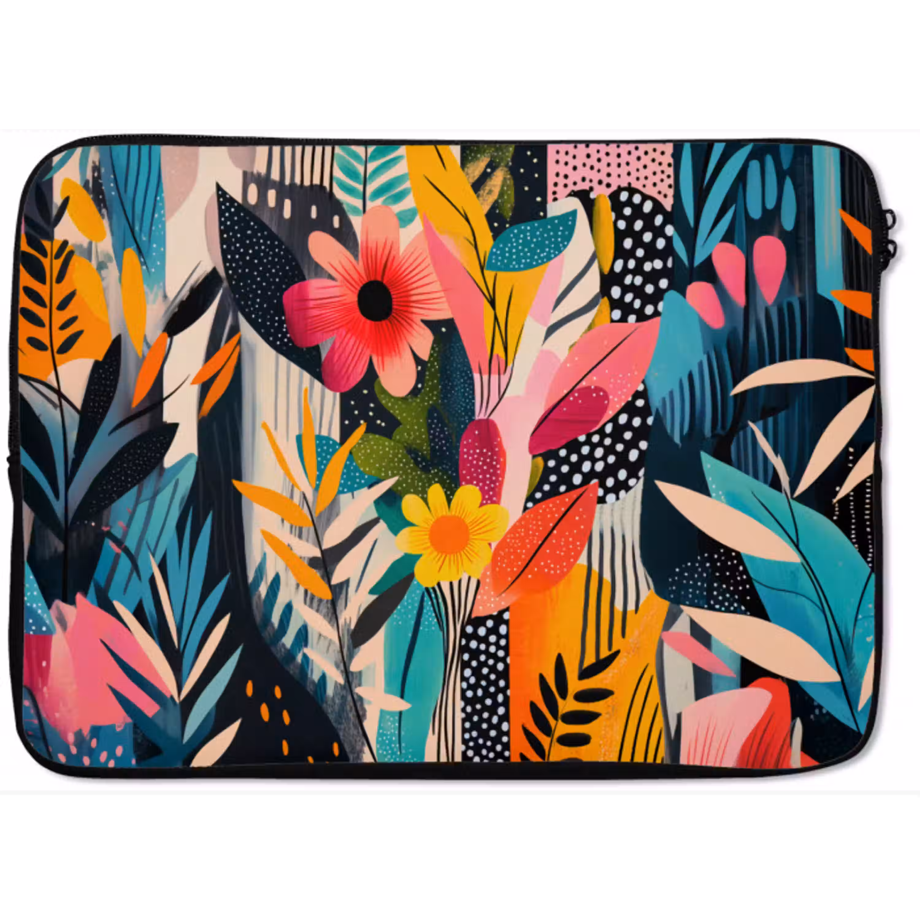 Schilderij - Abstract - Bloemen - Roze laptophoes neopreen klein -zkaufland3dotto