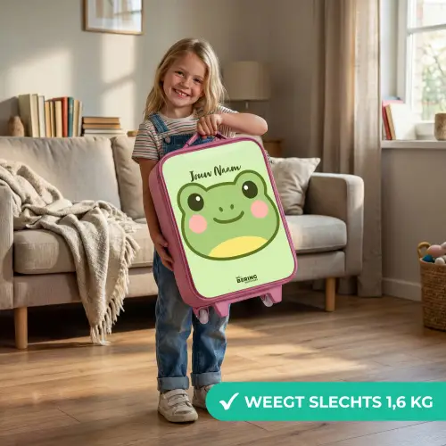 Kawai - Kikker - Groen Kinderkoffer - Roze klein -sfeer2_NL
