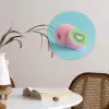 Kiwi - Blauw - Surrealistisch Wandcirkel kunststof plaat 5mm dik klein -sfeer4