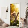 Kitten - Dier - Natuur - Bloemen deurposter klein -sfeer6