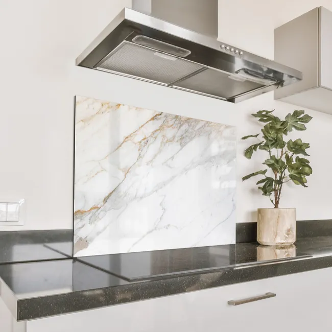 Spatscherm Aluminium - Wervelende Marmerwind