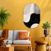 Abstract - Japandi - Beige - Modern Wandcirkel Ovaal Glas middel -sfeer4