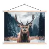 Hert - Dieren - Landschap - Winter - Sneeuw textielposter latten blank klein -3d