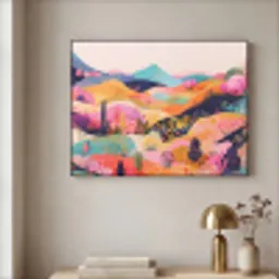 Golvende heuvels - Abstracte planten - Dromerig Textielframe zwart klein -sfeer2