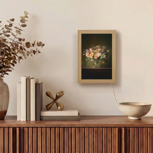 Glazen - Bloemen - Boeket - Kleuren Light Box met kabel (Tafellamp) klein -sfeer2